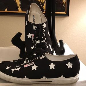Superga Black Sneakers with White Stars